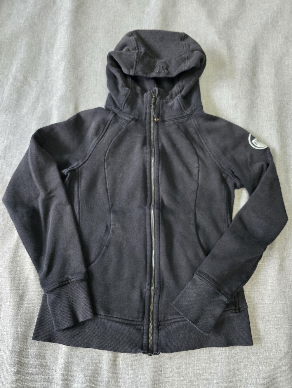 Lululemon Athletica Oilers Scuba Black Hooded Zip Jacket - Size 8